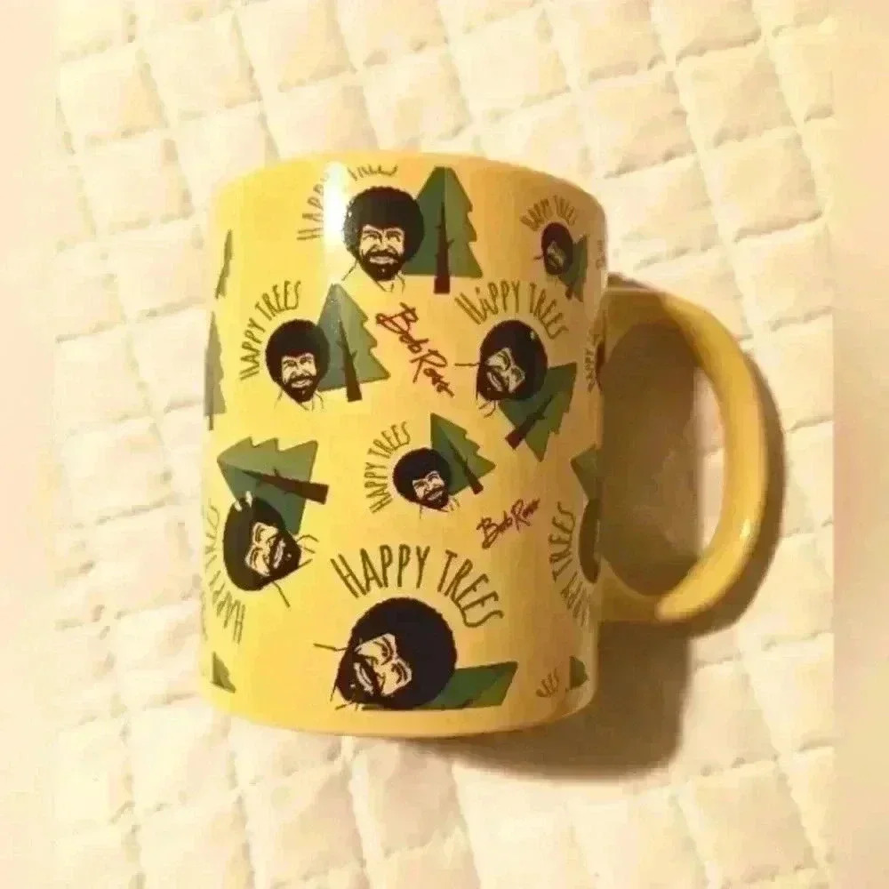 Bob Ross nostalgic coffee cup